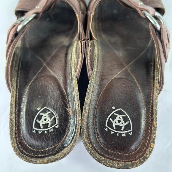 Ariat Women's Ember Wedge Slide Brown Open Toe US 7 B Harness Mule Sandals - Picture 8 of 10